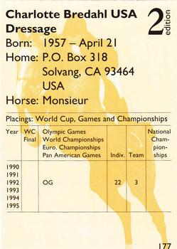 1995 Collect-A-Card Equestrian #177 Charlotte Bredahl / Monsieur Back